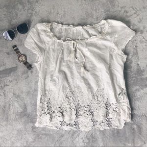 Abercrombie & Fitch white cream lace blouse
